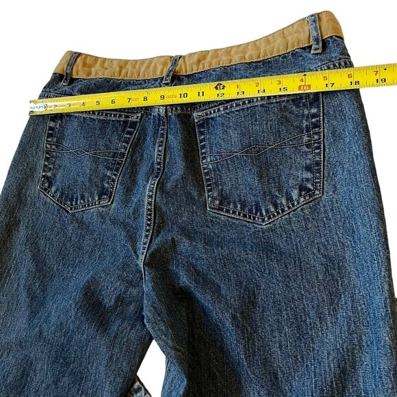 Vintage Faded Glory FLARE Blue jeans floral embroidered tan accent belt Missy 14 - Picture 11 of 14